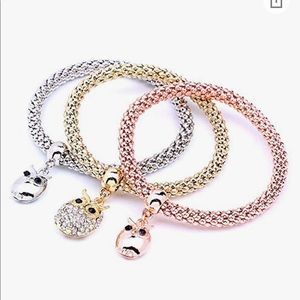 3PCS Corn Chain Crystal Charms Multilayer Bracelet